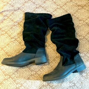 KODIAK Sz 9 Rubber and Suede Leather Combo Waterproof Slouchy Top Boots